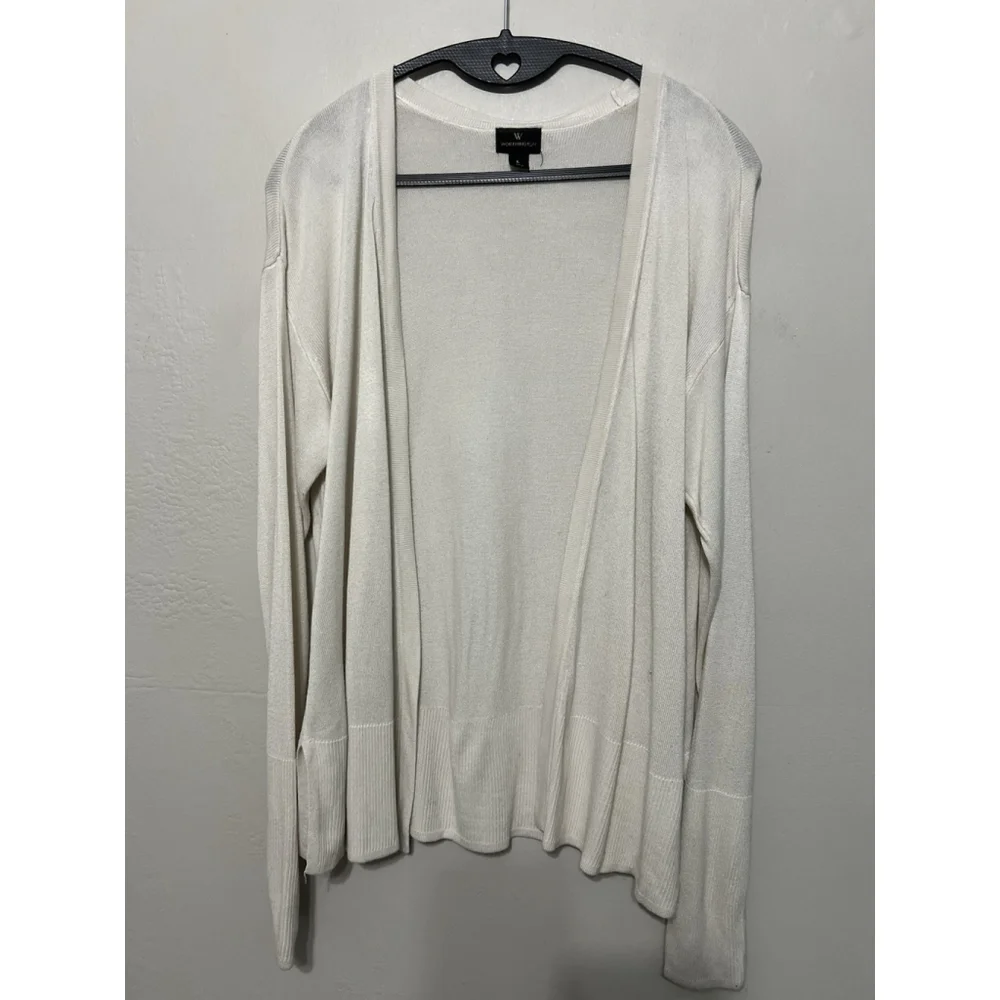 Lot‎ Of 2 Womens Large Open Front Casual Cardigan Grey & Off White Workwear